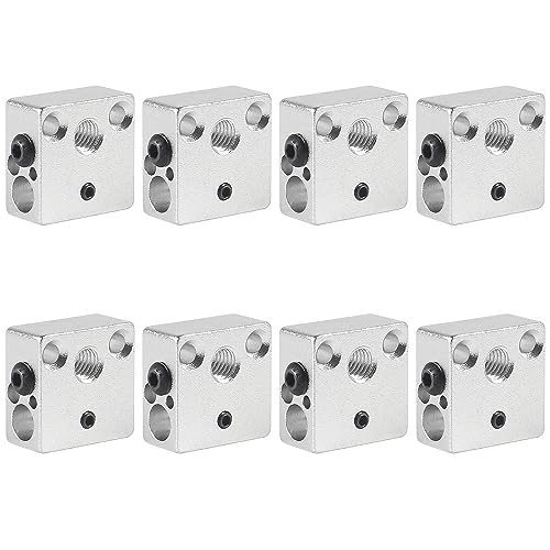8pcs Updated High Temperature CR-10 Plated Copper Heater Block Aluminum Heater Block for MK8 Extruder All Metal Hotend Ender 3 V2 Ender 3 Pro Ender 5 Pro CR10 S4 S5 3D Printer Extruder