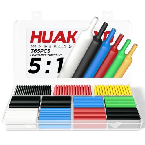 5:1 Heat Shrink Tubing Kit 365 PCS, Industry-Leading 5:1 Ratio Shrink Wrap Tubing Adhesive Lined, Heat Shrink Wire Connectors, Marine Grade Dual Wall, Waterproof Electrical Wire Tube Connectors(Color) - color: 6 Color