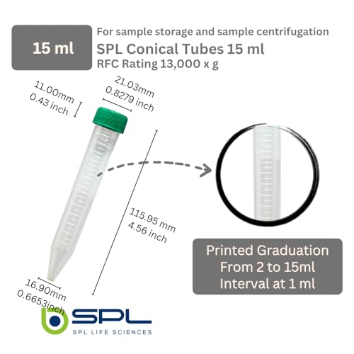 SPL 15 ml Conical Centrifuge Tubes Sterilized with PP Racks,DNase/RNase - Free (20 Rack) - size: 20 Rack