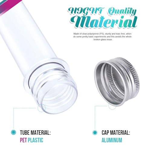 20PCS Test Tubes,45ml Clear Plastic Test Tubes with Screw Caps,25x140mm Tube for Scientific Experiments,Candy,Bath Salt - size: 20pcs*45ml(25x140mm)