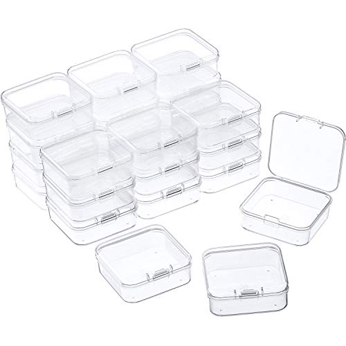 SATINIOR 24 Pcs Small Clear Plastic Container Box, 2.1 x 2.1 x 0.8 in - size: 2.12 x 2.12 x 0.79 Inches