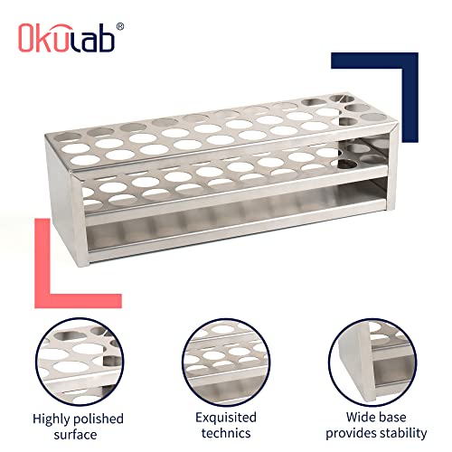 Test Tube Rack, 30 Holes Stainless Steel Test Tube Racks, with Extended Edges Providing Handles, Suitable for Tubes of Dia.≤21mm, Round Holes Test Tube Holder, for Classroom, Lab,TTRS30B1 - size: 30 Holes,for Tubes of Dia.≤21mm