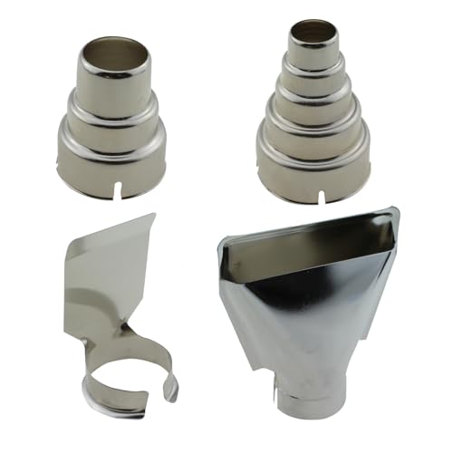 4PCS Silver Heat Gun Nozzle Kit Stainless Steel Reflector Heat Resistant Nozzle Gun Accessory Replacement Part Heat Blower Accessories