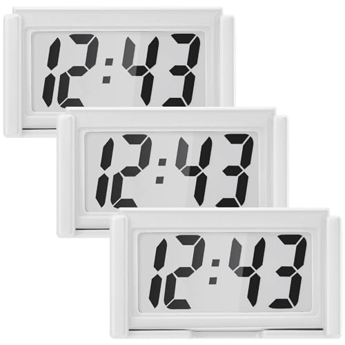 Frienda 3 Pieces Mini Small Digital Clock Stick On,White - color: White
