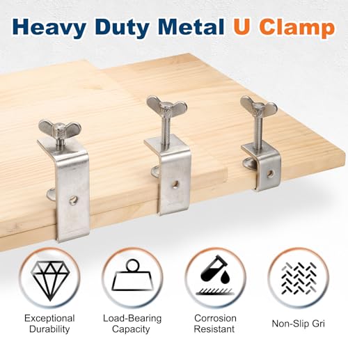 HARFINGTON 2Pcs 304 Stainless Steel C Clamps 65mm with Press Screw,Silver - size: 65mm