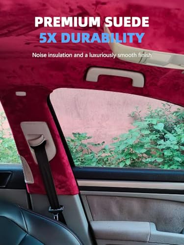 Red Suede Headliner Fabric - 96" L × 60" W Auto Head Liners, Fabric Tube Packaging with Foam Backing for Cars, Trucks, SUVs, RVs, Boats - Home Repair/DIY Headliner Material - color: Red, size: 96"L×60"W
