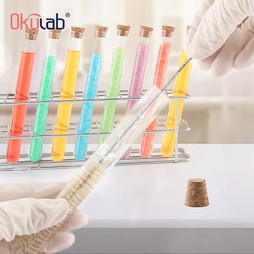 Glass Test Tubes Bulk 50pcs,16ml 20x100mm Test Tube with Cap and Brush, Glass Test Tube for Scientific Plants,TTGS01A50 - style: 50pcs of 20x100mm(16ml)