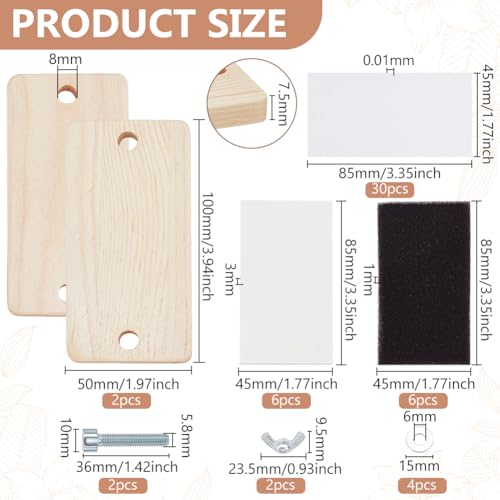 BENECREAT Flower Pressing Kit, 2x3.9inch Rectangle Miniature Flower Press Kit with Bloting Paper for Adults, Wooden Flower Preservation Kit for Crafters Dried Flower Leaf Making
