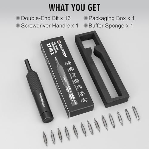 SHARDEN 27-in-1 Precision Screwdriver Set Multi Bit Mini Small Screwdriver - color: Black, size: Pocket Size-Precision