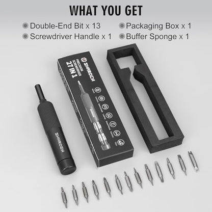 SHARDEN 27-in-1 Precision Screwdriver Set Multi Bit Mini Small Screwdriver - color: Black, size: Pocket Size-Precision