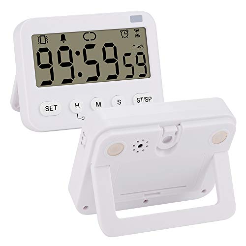 Stonylab 2pk Digital Timer Clock, 2 Pack Premium Multi-Function Digital Clock Countdown Timer Kitchen Event Timer with Alarm, Magnetic Back Big Digits Display Vibration/Flashlight/Sound Alarm