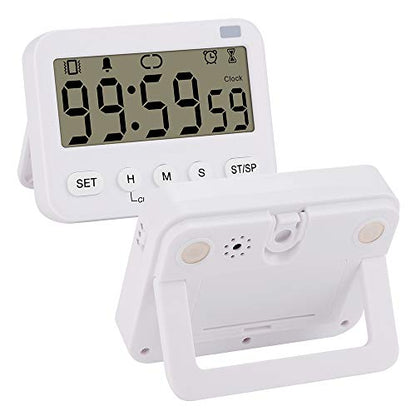 Stonylab 2pk Digital Timer Clock, 2 Pack Premium Multi-Function Digital Clock Countdown Timer Kitchen Event Timer with Alarm, Magnetic Back Big Digits Display Vibration/Flashlight/Sound Alarm