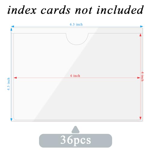 Antner 36 Pack Self-Adhesive Index Card Pockets for 4" x 6" Card, Top Open for Loading Clear Plastic Tote Bag Labels Holders for Organizing, Storage Bins, Library, Photos, Shelves (4.5 x 6.3 Inch) - size: 4" x 6" - 36PCS