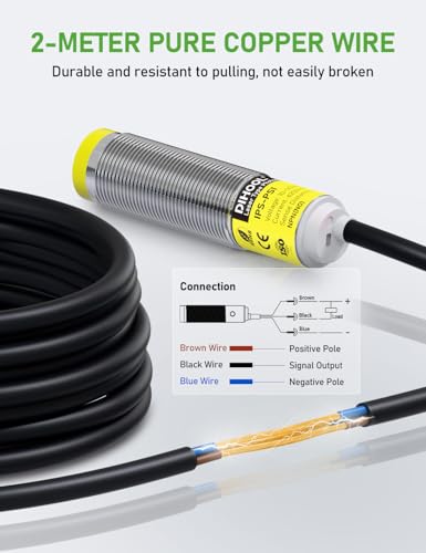 DIHOOL Photoelectric Proximity Sensor, Laser Motion Switch,IP65 Waterproof, Normally Open NPN NO, M16, 3 Wires,12V/24V Input(10-30VDC), Detection Distance Adjustable from 3cm to 80cm
