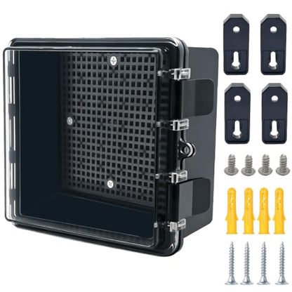 Junction Box, Hinged Black Clear Cover IP67 Waterproof ABS Project Box with Mounting Plate Electrical Box Enclosure with Wall Bracket 5.9 x 5.9 x 3.5inch(150x150x90mm) - color: Clear, size: 5.9"x5.9"x3.5"