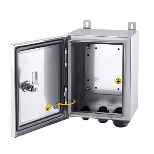 IP65 Weatherproof Stainless Steel Box Wall-Mounted Electronic Equipment Enclosure Box with Mounting Plate and Wall Bracket (10'' x 8'' x 6'')… - size: 10" x 8" x 6"