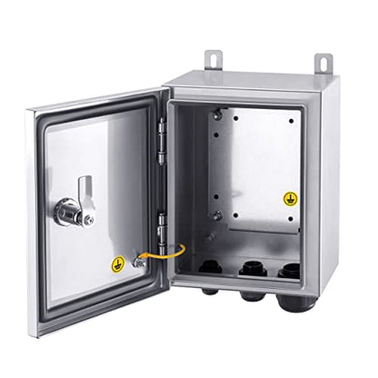 IP65 Weatherproof Stainless Steel Box Wall-Mounted Electronic Equipment Enclosure Box with Mounting Plate and Wall Bracket (10'' x 8'' x 6'')… - size: 10" x 8" x 6"