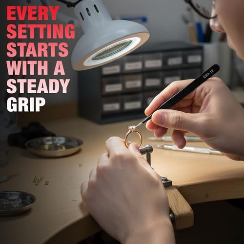 Precision Tweezers Set, 5PCS Upgraded Anti-Static Stainless Steel ESD Tweezers Kit for Electronics Repair, Soldering, Laboratory Work, Jewelry-Making, Model Building, Crafts with Storage Bag