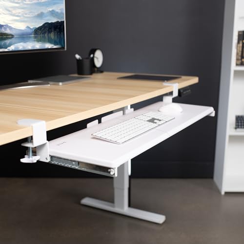 VIVO White Extra Large Clamp-on 34 x 11 in Keyboard Tray, MOUNT-KB15EW - color: White, size: 34 inch