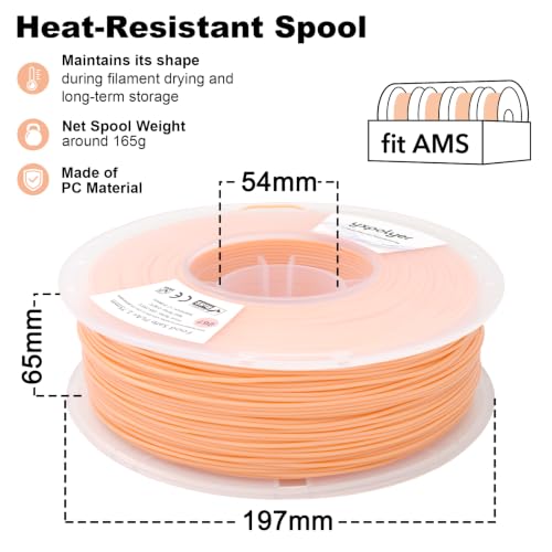 YXPOLYER PLA Plus 3D Printer Filament Food Grade PLA+ Pastel Orange 1kg - color: Light Orange