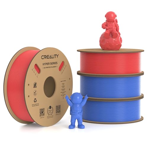 Creality Hyper PLA Filament 1.75mm, 30-600mm/s High Speed 3D Printer Filament, Dimensional Accuracy +/-0.02mm, Fit Most FDM 3D Printers, 4 Pack 1kg Spool(2.2lbs), Red & Blue - color: Red & Blue