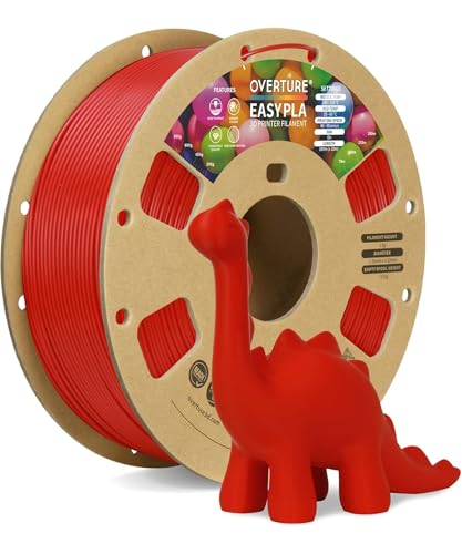 OVERTURE Easy PLA 1.75mm, Easy to Print Filament, 1kg Red - color: Easy Red