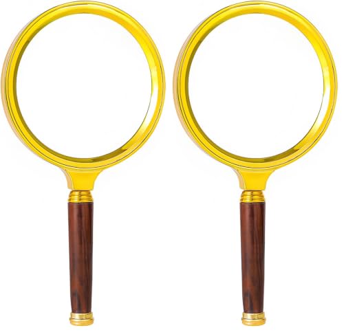 MAGIKON Handheld Magnifier, 10X 90mm Reading Magnifying Glass Vintage (Pack of 2) - size: 90mm (Pack of 2)