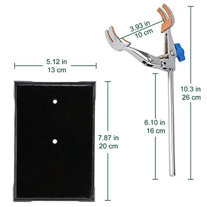 FunChem Lab Stand Set, Stainless Steel Support Stand Chemistry Set with Rod (22.4 inch L), 4 Prong Adjust Swivel Clamp, Retort Ring and 2 Boss Heads