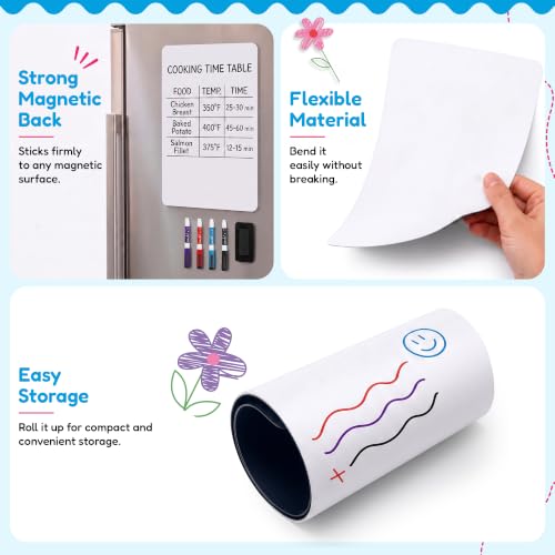 20"x13" Magnetic Dry Erase Board for Fridge with 4 Markers and Eraser - size: 17"W x 21"H