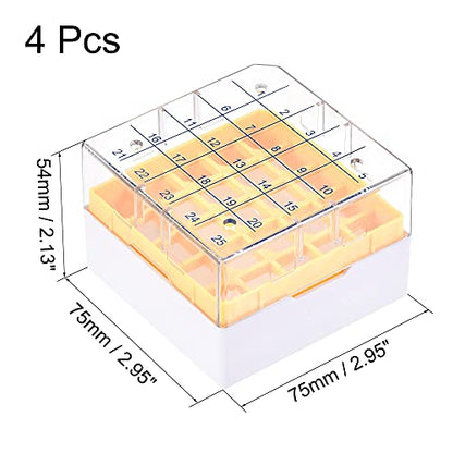 uxcell Centrifuge Tube Freezer Storage Box 25 Places Waterproof Polypropylene Cryogenic Holder Rack for 1.8/2ml Microcentrifuge Tubes Vials Samples, Yellow Pack of 4 - color: Yellow