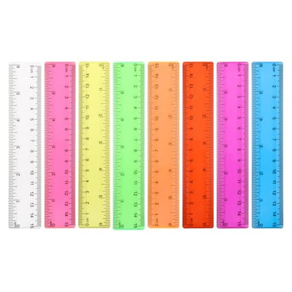 Ruler 6 Inch,Rulers for School,Rulers Bulk for Classroom,8 Pack for Kid Transparent Multicolor Rulder - style: straight 6in