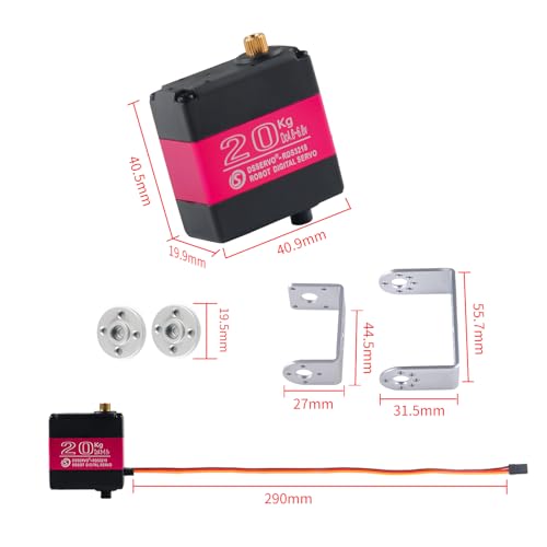 4Pcs RCmall RDS3218 20KG Dual Shaft U Mount RC Digital Servo - Robot Arm Servo - High Torque Full Metal Gear Servo with U Mounting Bracket for DIY Baja Car 1/8 1/10 Crawler (180 Degree