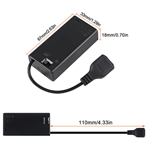 3pcs 2 AA Battery Holder USB Female Socket 2 AA Battery Case Box Holder with Cover and On/Off Switch - color: 2 AA Battery Holder with USB