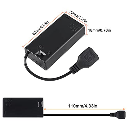 3pcs 2 AA Battery Holder USB Female Socket 2 AA Battery Case Box Holder with Cover and On/Off Switch - color: 2 AA Battery Holder with USB