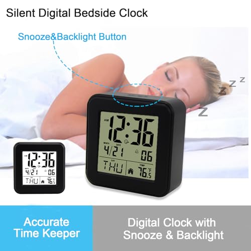 jomparis Small Digital Alarm Clock Battery Operated with Backlight for Bedroom Kids Room - color: Black