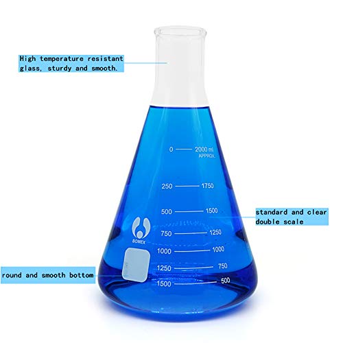 2000ml Narrow Mouth Graduated Erlenmeyer Flasks 1 Pack - size: 2000ml