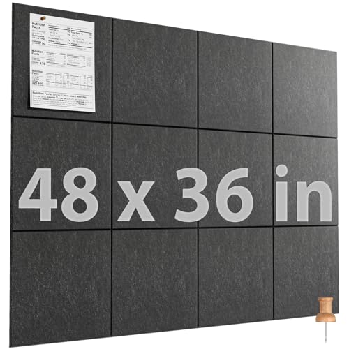 MaxGear Felt Bulletin Board 48" x 36", Dark Gray Felt Wall Tiles Wall Decor - color: Dark Gray, size: 48" x 36"