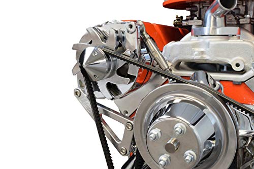 ICT Billet SBC Billet Alternator Bracket Adjustable LWP Small Block Chevy Kit 305 327 350 383 5.0L 5.7L V8 Eight Cylinder Long Water Pump Carburetor V Belt Compatible with Chevrolet 551411