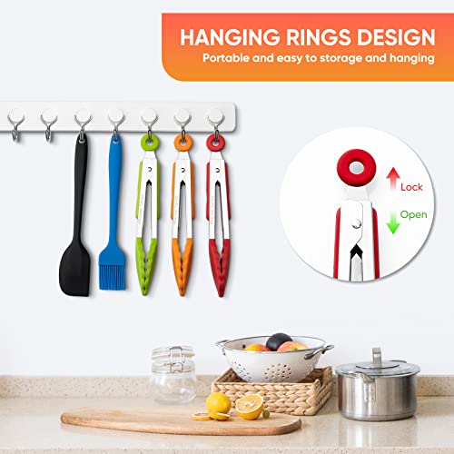 Small Silicone Tongs for Cooking, 3 PCS 7-Inch Mini Serving Tong - color: 7"-MultiColor