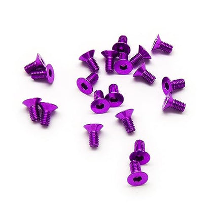 20pcs M3 Countersunk Screws 6063 Aluminum Hex Socket (Anodized Colors) (6mm / 10mm / 16mm / 20mm) (M3x6mm, Purple) - color: Purple, size: M3x6mm