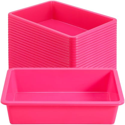 Sintuff 24 Pcs Classroom Paper Tray, Stackable Letter Size Bin, Pink - color: Pink