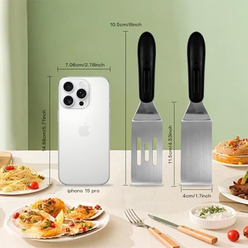 2 Pack Mini Spatula Set Small Metal Serving Spatulas for Kitchen - Perfect for Pancakes Brownies Cookies Eggs