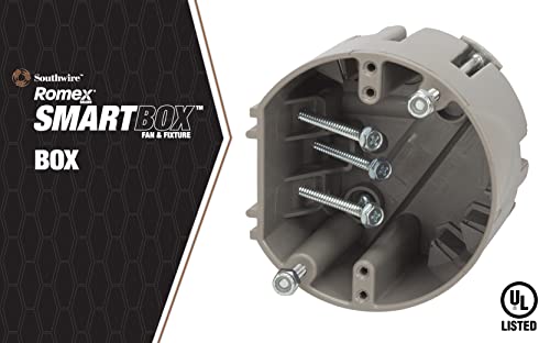 Southwire Electrical Box for Ceiling Fan, Light Fixture, 50lb Ceiling Fan and 75lb Light Fixture Support, Depth Adjustable, Gray, MSBFAN - size: Ceiling, style: Fan & Fixture