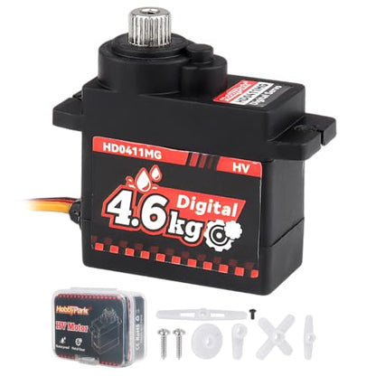 HobbyPark Waterproof 12g Servo Micro Servo Motor Metal Gear Arduino Servo 4.6kg High Torque Digital Servo Mini Servo for Axial SCX24 AX24 1/24 RC Crawler Car RC Airplane RC Boat RC Robotics