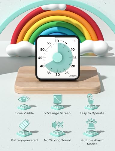 LIORQUE 7.5-Inch Large Visual Timer, 60-Minute Classroom Timer Magnetic - color: Green