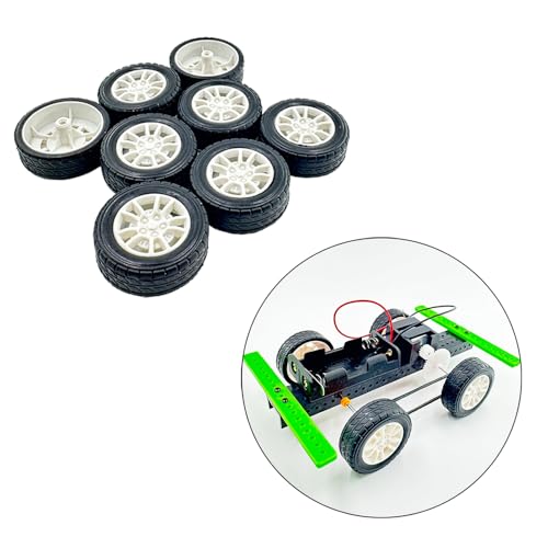 8PCS Toy Car Wheel RC Car Rubber Tire Wheel with Metal Shaft Axles for RC Car Truck Robot DIY Model Car Building Parts (3x38mm) - style: 3x38mm