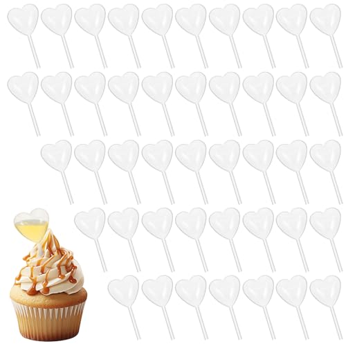 100Pcs 4Ml Heart Style Cupcakes Pipettes, Clear Transfer Liquid Dropper Pipettes, Plastic Pipette Kitchen Supplies, Injector Mini Pipet for Chocolate, Strawberries Cupcakes, Mini Cakes, Waffles - style: Heart Shape