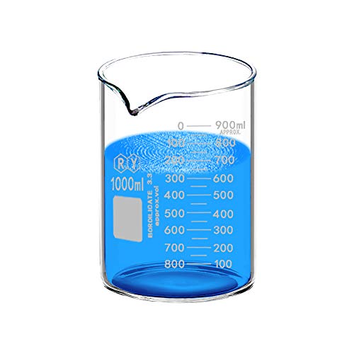 1000 mL Borosilicate Glass Low-Form Graduated Beaker - size: RY1000ml