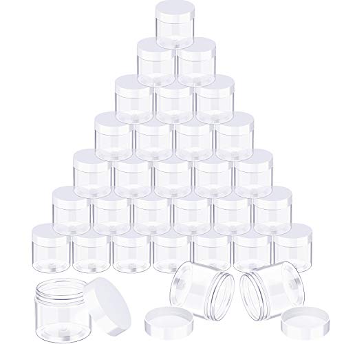 SATINIOR 36 Pieces 3 oz Plastic Jars with Lids Wide Mouth Airtight Reusable Container Acrylic Cosmetic Small Jars for Lotions Ointments Travel Toiletries Creams Make up Storage(Clear) - color: Clear, size: 3 oz