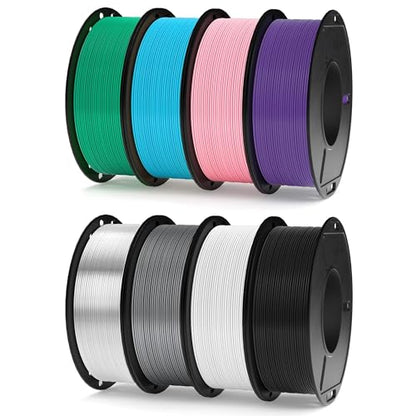 ELEGOO PLA 3D Printer Filament Bundle 1.75mm 8 Colors 250g*8 - color: 8pcs Black/White/Space Gray/Translucent/Sky Blue/Sea Green/Pink/Purple 250g Each